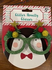 Christmas Tree Green Glitter Novelty Party Costume Glitter Eye Glasses