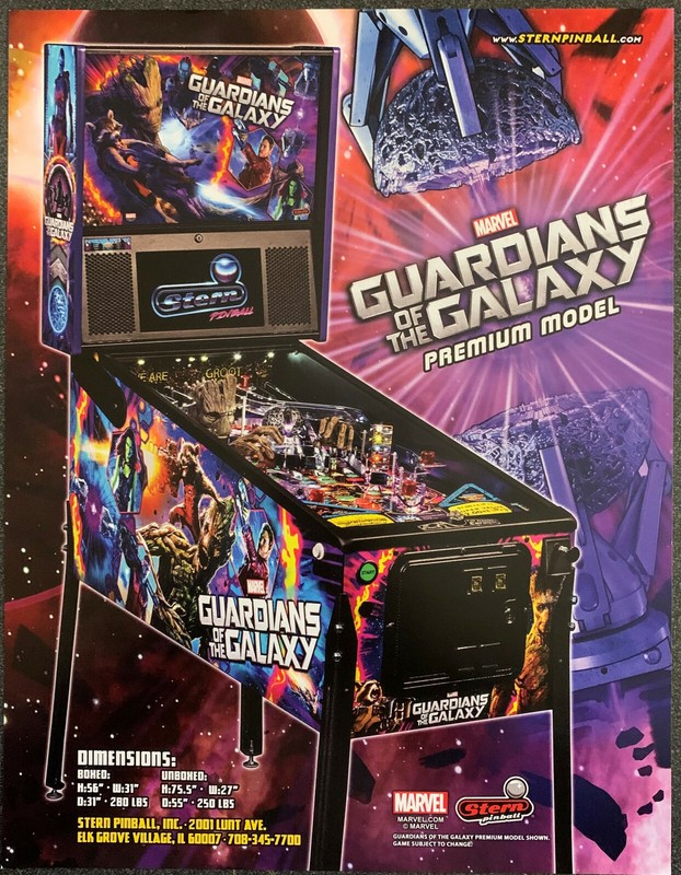GUARDIANS OF THE GALAXY Premium Edition - Stern Pinball Flyer - 2017 - Box Ship