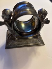 Double Cherub marked figural silverplate victorian napkin ring