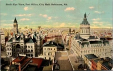 Postcard Birds Eye View Of Post Office City Hall Baltimore Md