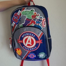 Marvel Avengers Assemble Kids Medium Backpack Blue/Gray/Red Hulk Iron Man Cap