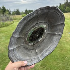 Vintage Pewter Flower Frog Bowl Metal Kenzan Floral Arranger MCM Ikebana