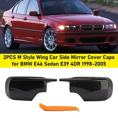 2PCS M Style Wing Car Side Mirror Cover Caps for BMW E46 Sedan E39 4DR 1998-05