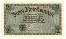 2 REICHSMARK OCCUPAZIONE TEDESCA ITALIA REICHSKREDITKASSEN 1943 FDS