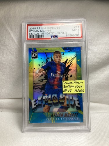 Kylian Mbappe 2018 Donruss Optic PSA 9 Explosive E7 Silver Prizm (SP) 1st Optic