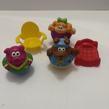 3 Vintage Hasbro Playskool Weebles Wobbles ROLLING figures chair/bed