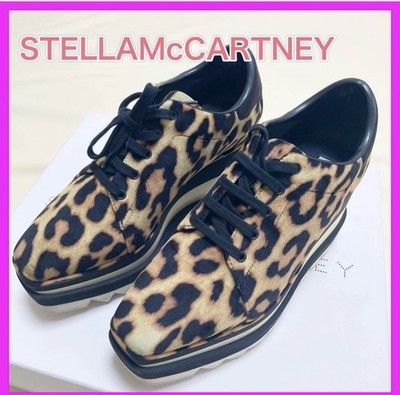 Women 6.0US STELLA McCARTNEY Beautiful Thick Sole Sneakers Leopard Print Leather