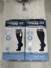 Copper Fit Unisex Ice Menthol Infused Compression Socks L/XL Lot of 2