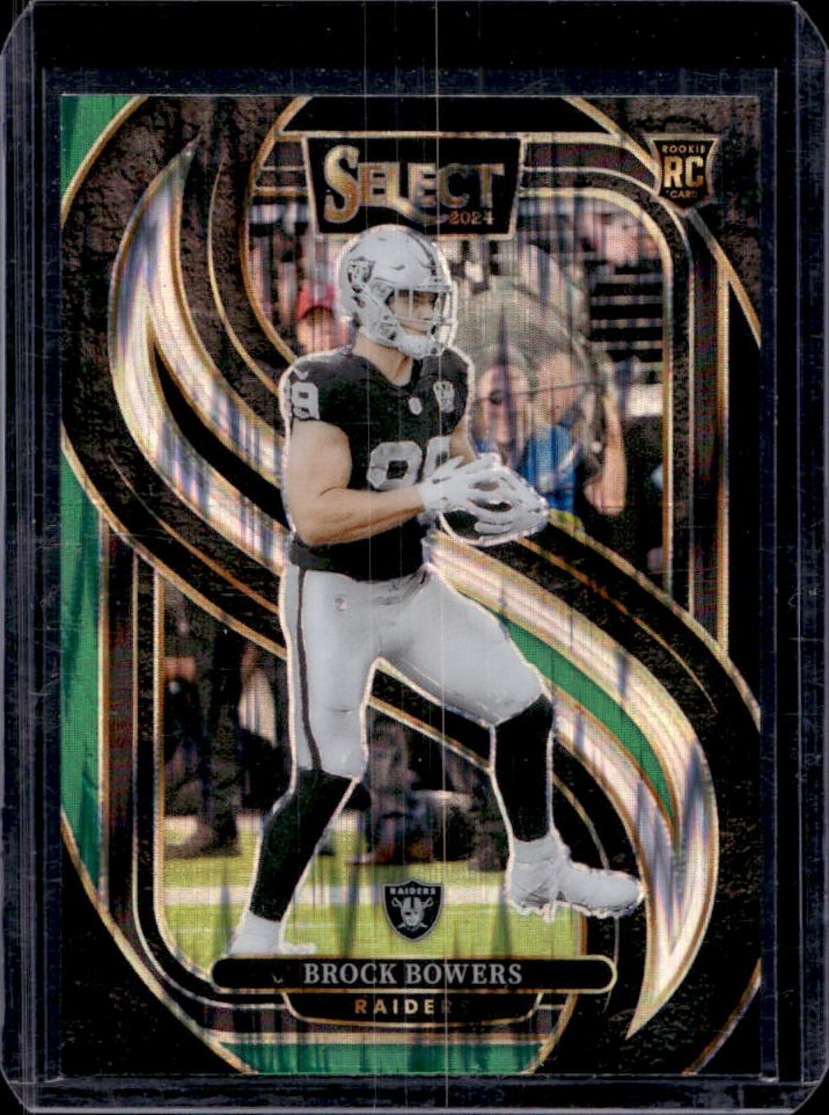 2024 Select Brock Bowers Premier RC Black and Green Prizm Shock #118 Raiders