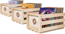 AC1004A-NA Record Storage Crate Holds up to 75 Albums, Natural