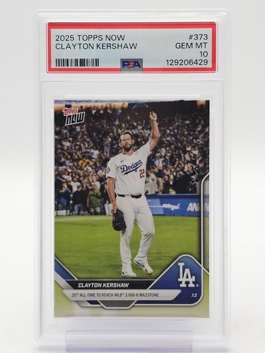 CLAYTON KERSHAW 2025 TOPPS NOW 3,000 K MILESTONE #373 DODGERS PSA 10 Q6438