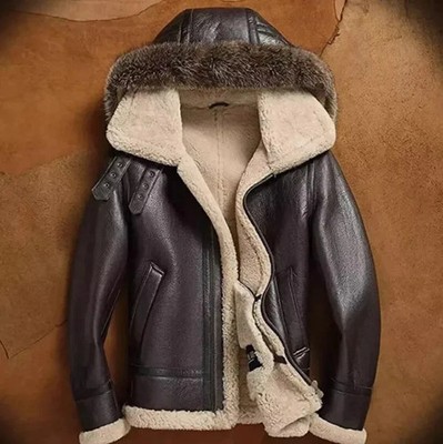 Women B3 RAF Aviator Real Shearling Black Sheepskin Leather Flight Bomber Jacket