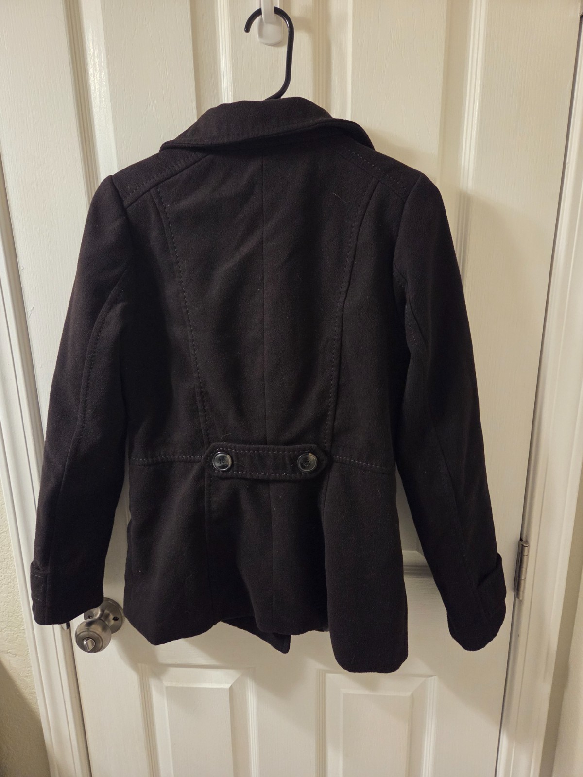 H & M Women's Wool Blend Modern Pea Coat Black Size 6 #S145 thumbnail 5