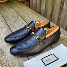 GUCCI Jordaan Horsebit Loafers Black Size 9 D US Made In Italy $1090