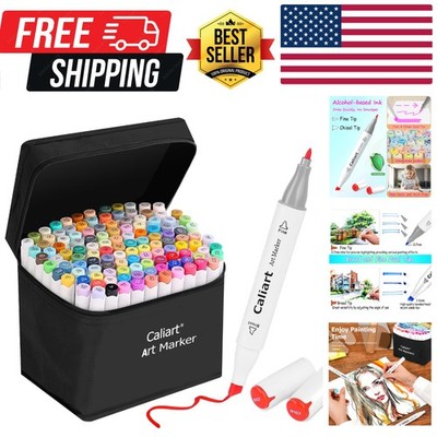 121 Colors Alcohol Based Markers, Dual Tip Art Marker Set Chisel & Fine, Perm...