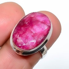 Ruby Gemstone Band Ring Size 925 Sterling Silver