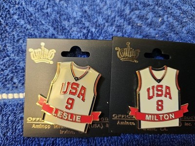 USA Olympic Basketball Jersey Pins Lot of 2 Milton #8 & Leslie #9 WNBA Sparks 