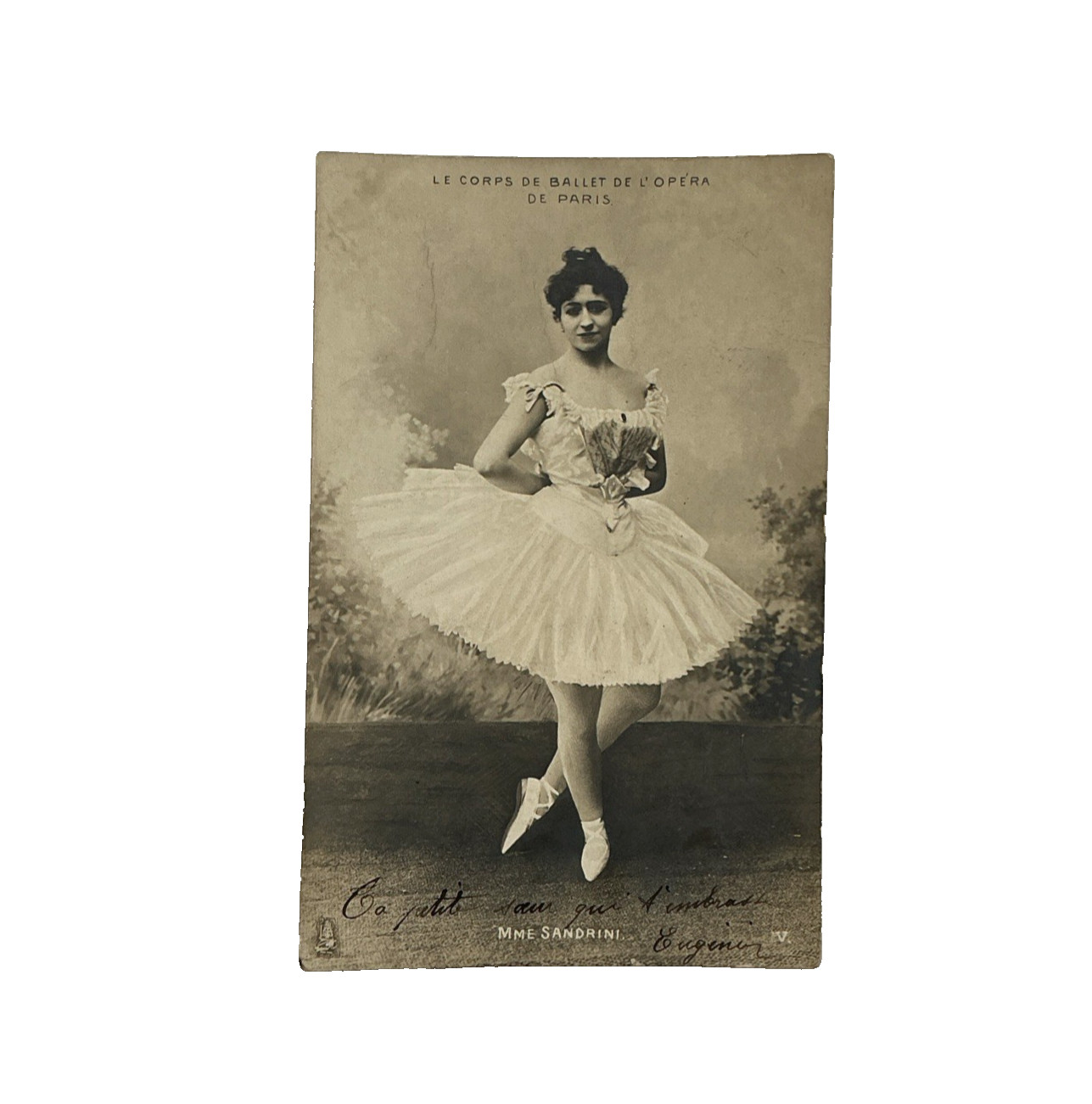 1905 Antique Postcard Mme Sandrini Paris Opera Ballet Dancer RPPC France Stamp