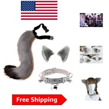 Faux Fur Cat Ears  Tail Choker Set - Cosplay Costume for Halloween Parties