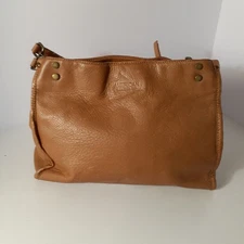 American Leather Co.  Triple Entry Satchel Handbag Brown Tan