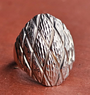 925 Sterling Silver Textured Ring Size 7 Designer RL mark Geometric