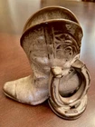Frankoma Pottery Cowboy Boot & Horseshoe Vase Bookend Western Decor