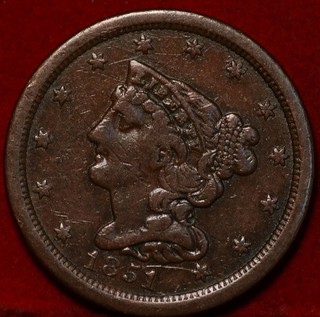 1851 Philadelphia Mint Copper Braided Hair Half Cent