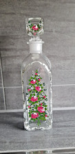 Flasche Glas Pressglas  Vintage Handbemalt Blumen Blüten
