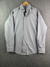 Eton Slim Fit Dress Shirt Gray  Blue Check 15  39 Formal Business Casual