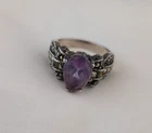 Judith Jack Vintage Sterling Silver Amethyst Marcasite Ring Size 7