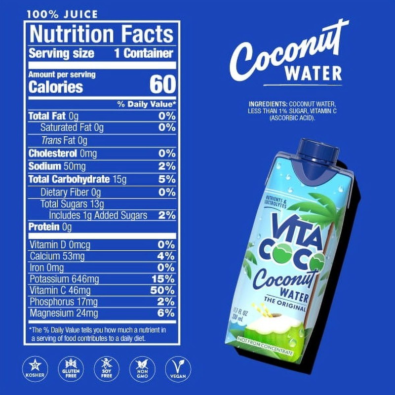 Vita Coco The Original Coconut Water, Nutrients Rich, Pure, 11.1 fl oz, 12 Count