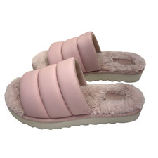 Koolaburra By UGG BRB Slide Slippers Women s Size 10 Faux Fur Quilted Slide Pink