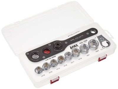 ANEX Offset Adapter 19mm (gegenüberliegende Seiten 19mm) mit Case Multi-Set...