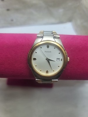 Vintage Pulsar Seiko Watch Date 35mm V732-X155 (Working) 2 Tone 