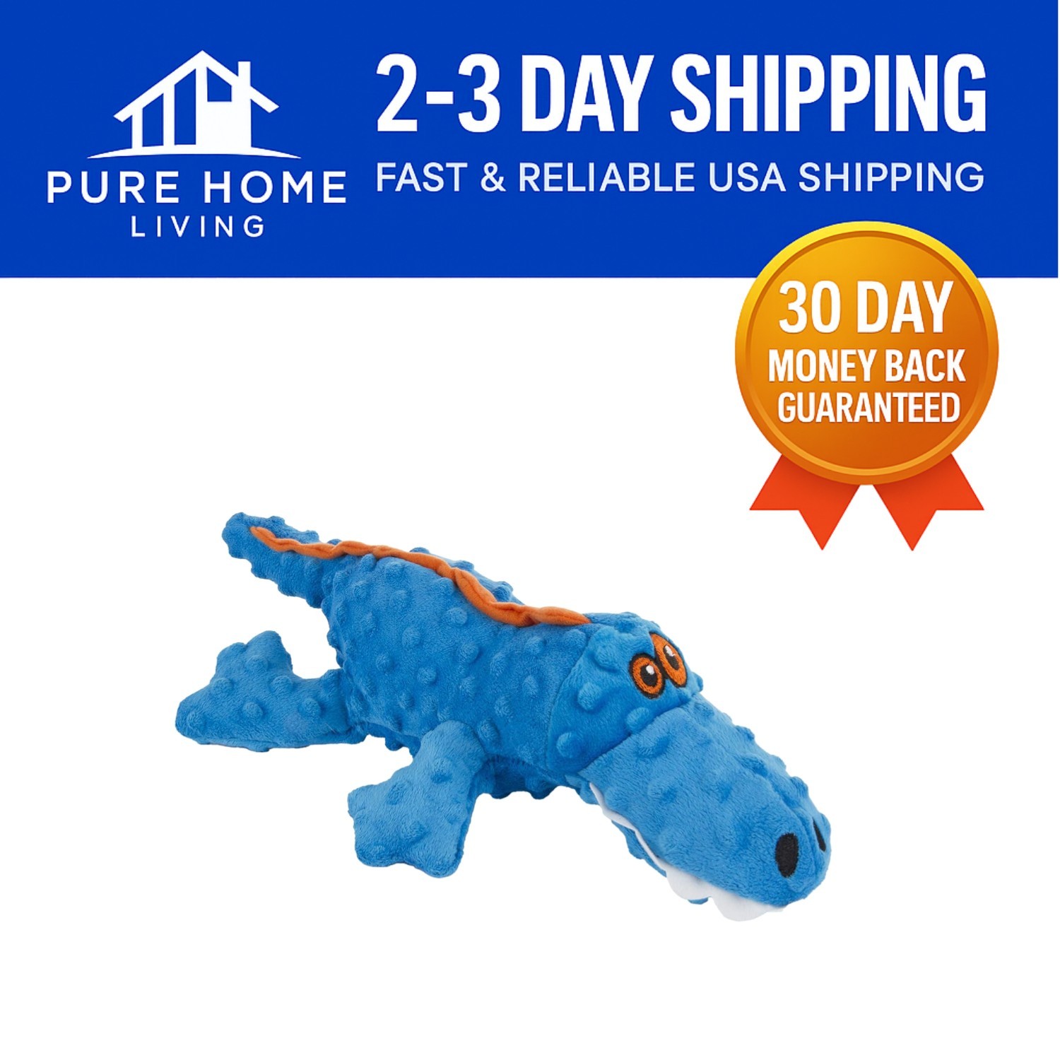 Gators Squeaky Plush Dog Toy - Durable Chew Guard Tech for Active Play, Large