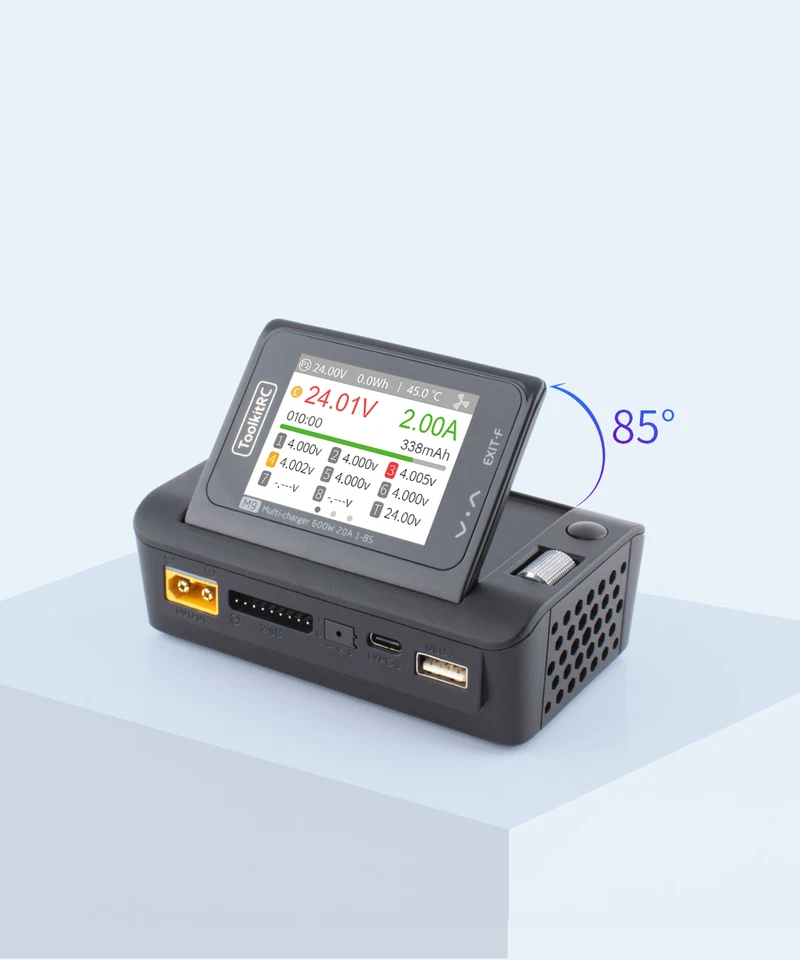 ToolkitRC M9 TK11900 RC Ladegerät 600W 20A 1–8S LiPo/LiFe USB‑C XT60 - Bild 4 von 4