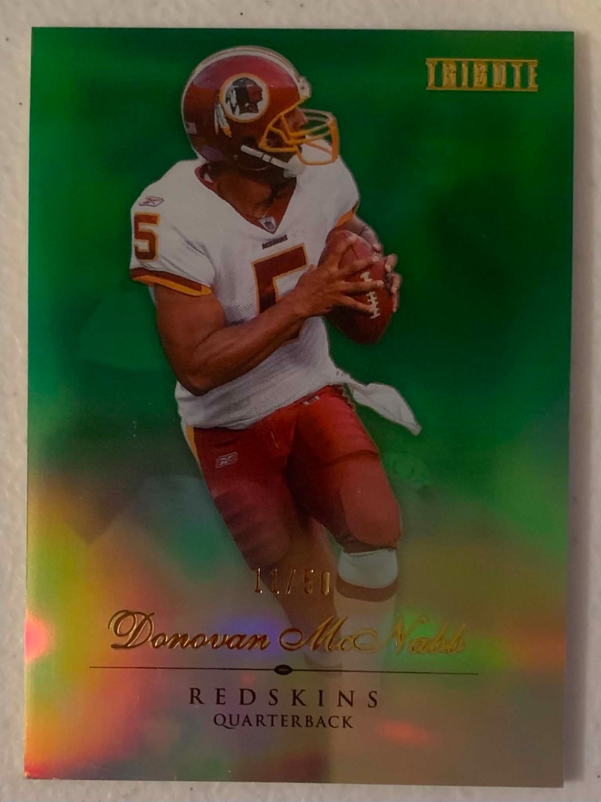 2010 Topps Tribute #52 Donovan McNabb Green parallel #rd 11/50 - Redskins