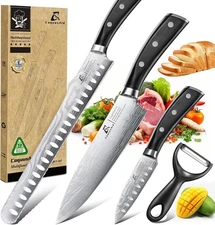Essential 4-Piece Kitchen Knife Set,Sharp German Steel Knives Sets(Chef's Knife,
