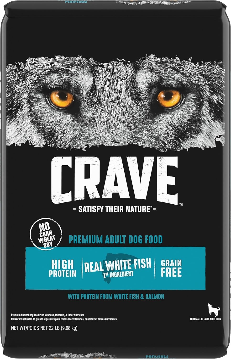 CRAVE Grain Free High Protein Adult Dry Dog Food, White Fish & Salmon, 22 lb. Ba