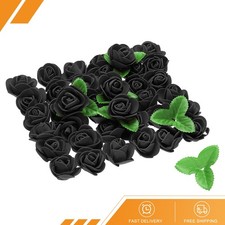 500pcs Foam Rose Heads 1.4" with 10pcs Leaves for DIY Crafts Black