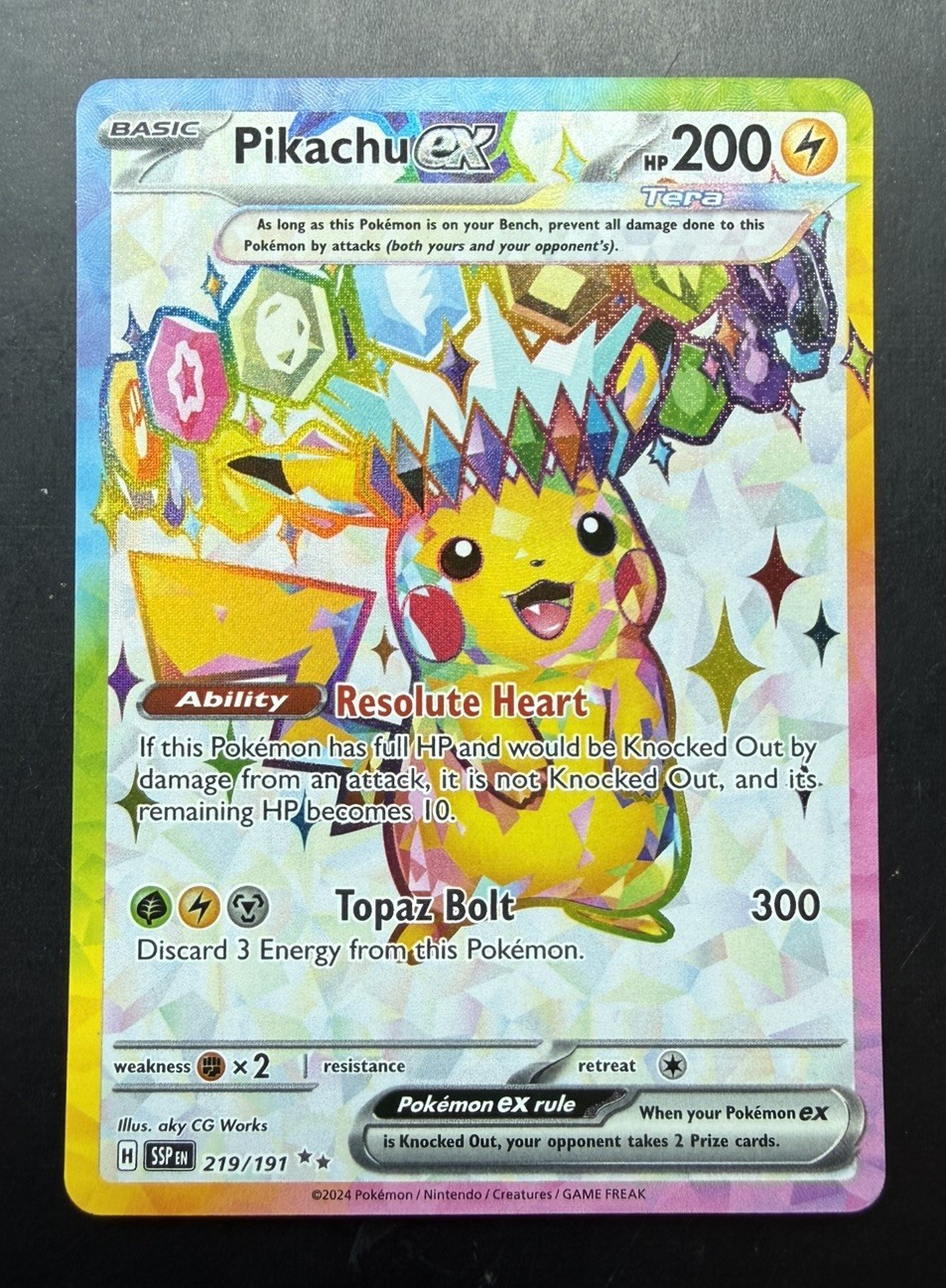 Pikachu ex - 219/191 Surging Sparks Full Art Pokemon - NM