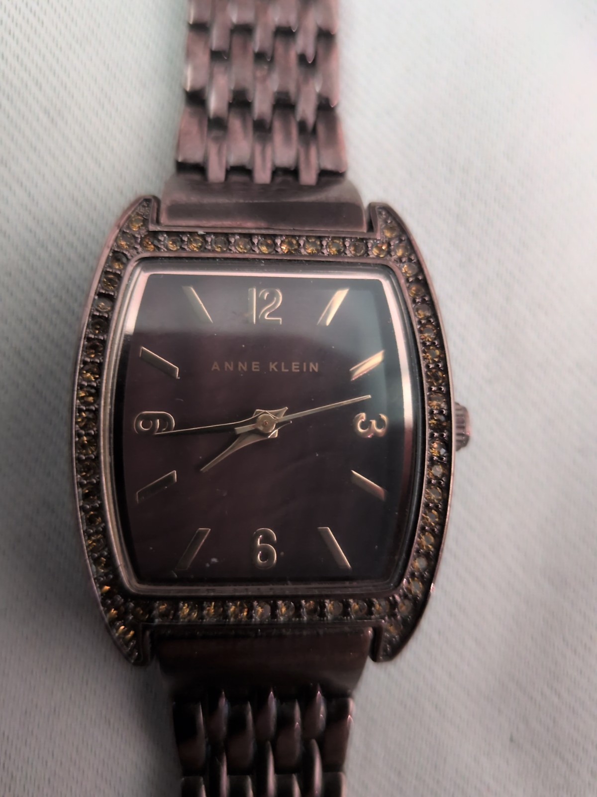 Anne Klein Rectangular Chocolate Brown Diamond La… - image 1