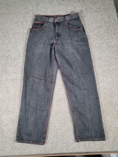 VTG Culture Jeans 33x31 Baggy Fit Y2K Skater Wide Leg Embroidered Pocket Black