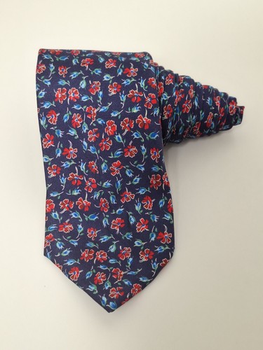Liberty of London Extra Long Men’s Silk Tie Navy Red Blue Floral Made in Italy