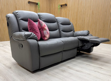 Very 'Rothbury' 3 Seater Sofa Charcoal Grey Faux Leather Manual Recliner NEW