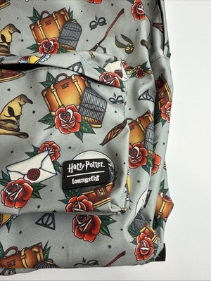 Loungefly x Harry Potter Gray Relics Tattoo Design Backpack  display picture 2