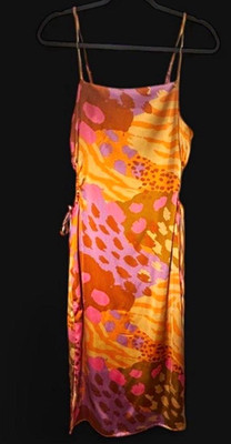 Vintage Y2K Christian Lacroix Satin Animal Print Slip Dress Midi Straps M
