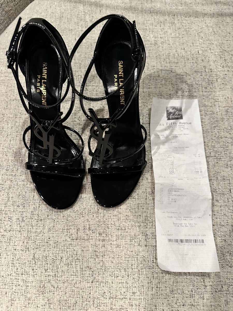 Saint Laurent Cassandra Black YSL Sandals Size US HARD