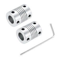 2Pcs 8mm to 10mm Shaft Coupling L25xD19 Flexible Coupler Beam Silver