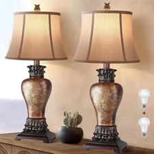 Bedroom Lamp Set of 2 Living Room Table Rustic Brown Vintage Antique